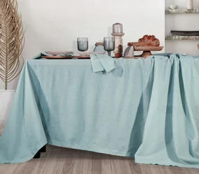 Τραπεζομάντηλο Cotton-Linen Aqua 150x300 - Nef Nef
