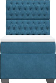 vidaXL Κρεβάτι Boxspring με Στρώμα Μπλε 100x200 εκ. Βελούδινο