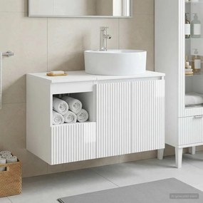 vidaXL Σετ Ντουλαπιών Μπάνιου 2 τμχ. Γυαλιστερό Λευκό