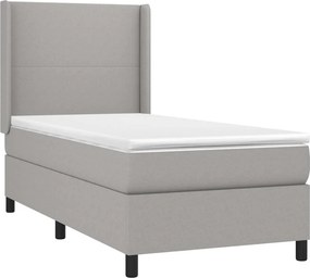 vidaXL Κρεβάτι Boxspring με Στρώμα Ανοιχτό Γκρι 80x200 εκ. Υφασμάτινο