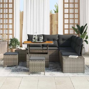vidaXL Σετ Καναπέ Κήπου με μαξιλάρι 8 pcs Γκρι Πολυ ράταν