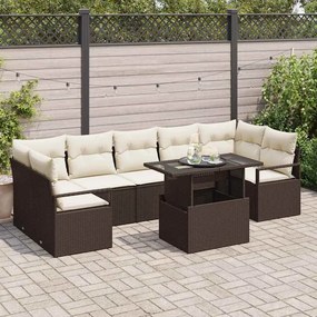 vidaXL Σετ Καναπέ Κήπου 8 pcs Καφέ και κρεμ 100 x 55 x 73 εκ