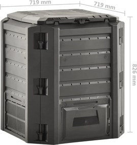 vidaXL Κάδος Κομποστοποίησης Μαύρος 380 Λίτρων