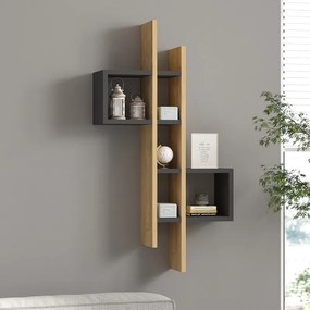 Ραφιέρα τοίχου Garel σε oak-ανθρακί απόχρωση 53,8x19,6x108εκ Υλικό: MELAMINE COATED PARTICLE BOARD  18mm. 120-000567