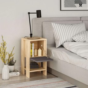 Κομοδίνο Ema Megapap χρώμα sapphire oak - ανθρακί 30x30x55εκ.