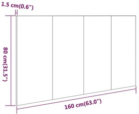 vidaXL Κεφαλάρι Κρεβατιού Καπνιστή Δρυς 160x1,5x80 εκ. Επεξεργασ. Ξύλο