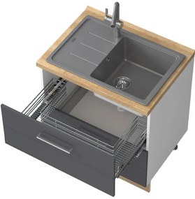 Επιδαπέδιο ντουλάπι νεροχύτη Hudson R-80-2MZ-Λευκό - Γκρι