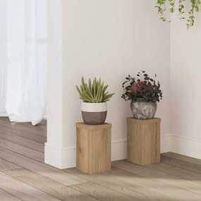 vidaXL Βάσεις Φυτών 2 τεμ. Αρτισιανή Δρυς 10x10x18 εκ. Επεξ. Ξύλο