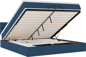 vidaXL Οθωμανικό κρεβάτι με στρώματα &amp; LEDs Μπλε 200x200cm ύφασμα