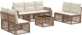 vidaXL Σετ Καναπέ Κήπου 8 pcs Μπεζ και Κρέμ συνθετικό ρατάν
