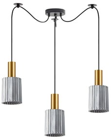 Φωτιστικό Οροφής Κρεμαστό Adept Tube 77-8576 12x300cm 3xE27 60W Gold-Smoke Homelighting Metal, Glass