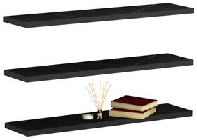 WALL SHELVES CASSIUS  MELAMINE IN BLACK MARBLE 60x14,5 cm.