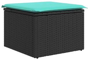 vidaXL Καναπές Σετ 7Τεμαχίων Μαύρο Συνθετικό Ρατάν με Μαξιλάρια Ακακία