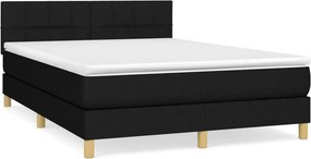 vidaXL Κρεβάτι Boxspring με Στρώμα Μαύρο 140x190 εκ. Υφασμάτινο