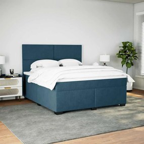 vidaXL Κρεβάτι Boxspring με Στρώμα Μπλε 180x200 εκ. Βελούδινο