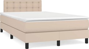 vidaXL Κρεβάτι Boxspring Στρώμα&amp;LED Καπουτσίνο 120x190 εκ. Συνθ. Δέρμα