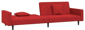Καναπές Κρεβάτι Διθέσιος Μπορντό Βελούδινος με 2 Μαξιλάρια - Κόκκινο