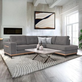 Γωνιακός Καναπές Sebastian Fylliana Δεξιά Γωνία Γκρί 280x220x95 εκ. 280x220x95 εκ.