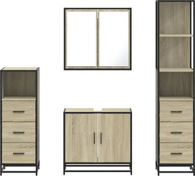 vidaXL Σετ Επίπλων Μπάνιου 4 Τεμαχίων Sonoma Δρυς Επεξεργασμένο Ξύλο