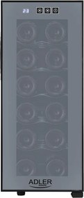 Συντηρητής κρασιού Adler AD 8083, 33 L, Ψηφιακό, Για 12 μπουκάλια, 15-18 C, Μαύρο