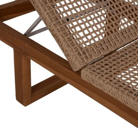 ΞΑΠΛΩΣΤΡΑ PATRON HM5993 TEAK ΞΥΛΟ ΚΑΙ ΣΧΟΙΝΙ VIRO ΣΕ ΠΛΕΞΗ WICKER 191x65x86Yεκ.