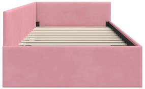 vidaXL Κρεβάτι Γωνίας Ροζ 90 x 200 cm Βελούδο και Εργοστασιακό ξύλο