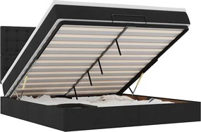 vidaXL Οθωμανικό κρεβάτι με στρώμα Μαύρο 180x200cm Ύφασμα