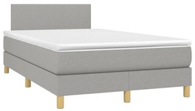 Κρεβάτι Boxspring με Στρώμα Ανοιχτό Γκρι 120x190 εκ. Υφασμάτινο - Γκρι