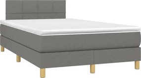 vidaXL Κρεβάτι Boxspring με Στρώμα Σκούρο Γκρι 120x190 εκ Υφασμάτινο