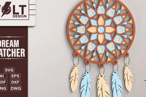 Intra απο ξύλο plywood 3mm-4mm πάχος 3d Dream Catchers Layered Cut File Δίασταση 20x30 cm INTRAFABR-101383008