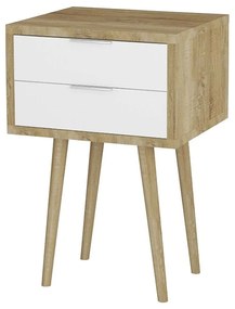 Κομοδίνο Scandi 2Συρτάρια Sonoma-White 40x35x61cm 09-0504 Particle Board, Rubber
