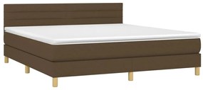 vidaXL Κρεβάτι Boxspring με Στρώμα Σκούρο Καφέ 160x200 εκ Υφασμάτινο