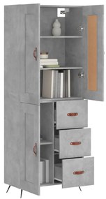 vidaXL Ντουλάπι Γκρι Σκυροδέματος 69,5x34x180 εκ. Επεξεργασμένο Ξύλο