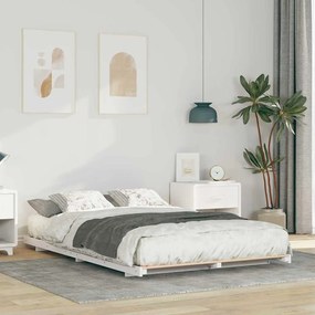 vidaXL Κρεβάτι δαπέδου Λευκό 140 x 190 cm Μασίφ ξύλο πεύκου