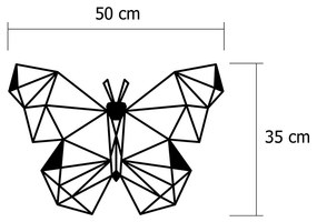 Διακοσμητικό τοίχου Butterfly Megapap μεταλλικό χρώμα μαύρο 50x3x35εκ.