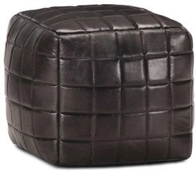 Πουφ Μαύρο 40 x 40 x 40 εκ. από Γνήσιο Δέρμα Κατσίκας