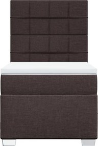 vidaXL Κρεβάτι Boxspring με Στρώμα Σκούρο Καφέ 90x200 εκ. Υφασμάτινο