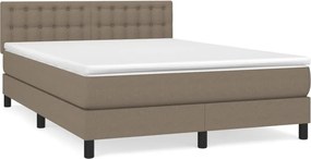 vidaXL Κρεβάτι Boxspring με Στρώμα Taupe 140x200 εκ. Υφασμάτινο