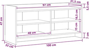 vidaXL Ντουλάπι TV 100 x 33 x 47 εκ Γκρι Sonoma Επεξεργασμένο Ξύλο