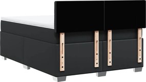 vidaXL Κρεβάτι Boxspring με Στρώμα Μαύρο 160x200εκ.από Συνθετικό Δέρμα
