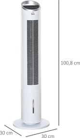 Ανεμιστήρας Water Cooling Tower with Remote Control 60W 20㎡ 30cm x 30cm x 100,8cm 3 Modes White