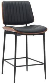 Σκαμπό-μπαρ Kathy pakoworld μαύρο pu-καρυδί μέταλλο 48.5x52.5x96εκ