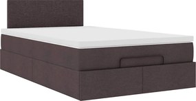 vidaXL Ottoman Κρεβάτι με Στρώμα Σκούρο Καφέ 120x200cm Ύφασμα