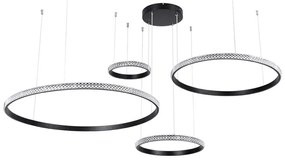 Φωτιστικό Οροφής Diamond Tetra 61148 Led 150W Φ25+40+60+80cm Black GloboStar Αλουμίνιο