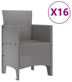vidaXL Σετ Τραπεζαρίας Κήπου 17 Τεμαχίων Ανοιχτό Γκρι Πολυ Ρατάν