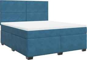 vidaXL Κρεβάτι Boxspring με Στρώμα Μπλε 180x200 εκ. Βελούδινο
