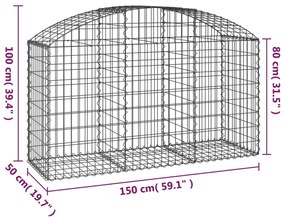 vidaXL Συρματοκιβώτιο Τοξωτό 150x50x80/100εκ. από Γαλβανισμένο Χάλυβα