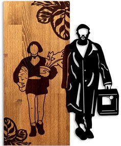 Διακοσμητικό Τοίχου Leon The Professional 899SKL2710 44x3x58cm Walnut-Black Wallity Ξύλο,Μέταλλο