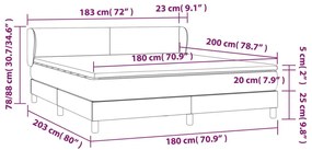 Κρεβάτι Boxspring με Στρώμα Μαύρο 180x200 εκ. Βελούδινο - Μαύρο