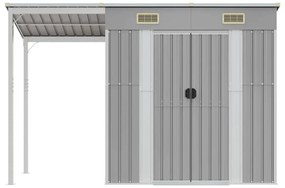 vidaXL Αποθήκη Κήπου Εκτεταμένη Οροφή Αν. Γκρι 277x110,5x181 εκ Ατσάλι